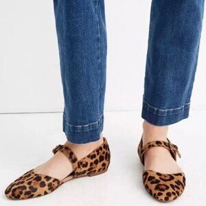 Madewell Alina Mary-Jane Leopard Print Flats with Adjustable Strap - Size 8.5